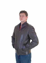Image showing Young man in leather jacket.
