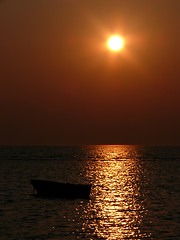 Image showing Boat Sunset