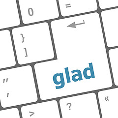 Image showing glad word on keyboard key, notebook computer button