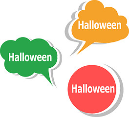 Image showing Happy Halloween cloud stickers set