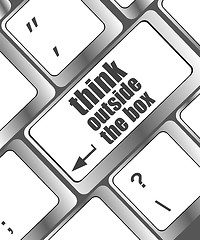 Image showing think outside the box words, message on enter key of keyboard