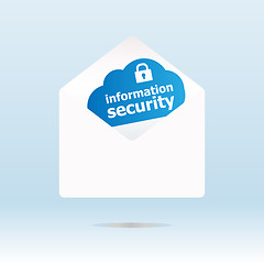 Image showing information security on blue cloud, paper mail envelope