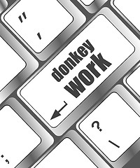 Image showing Wording donkey work on computer keyboard