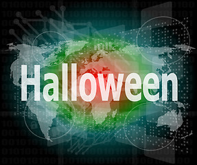 Image showing background with word halloween on digital touch screen