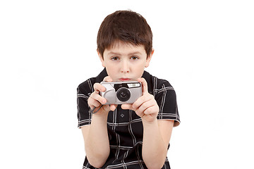 Image showing small boy photographing horizontal with digital camera