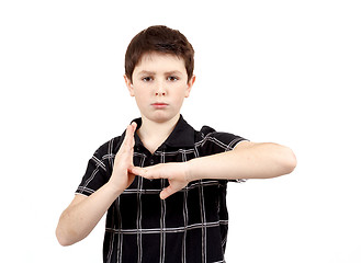 Image showing teenager gesturing time-out