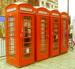 Image showing Retro looking London telephone box