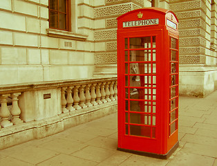 Image showing Retro looking London telephone box