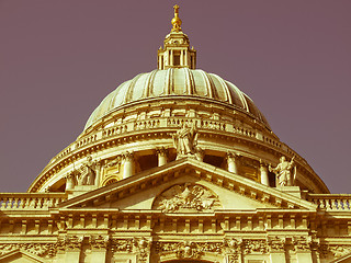 Image showing Retro looking St Paul Cathedral, London