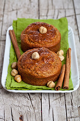 Image showing fresh buns with hazelnuts and cinnamon 