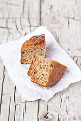 Image showing two pieces of cereal bread