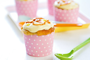 Image showing Cupcake with creamy butter on top