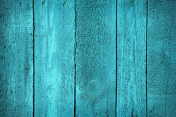 Image showing Texture of wooden blue fence