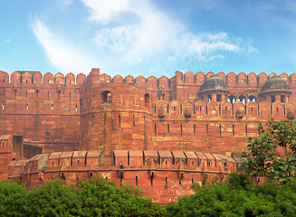 Image showing red fort wall in Agra