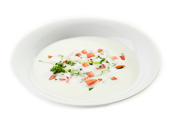 Image showing cold yogurt soup with cucumbers 