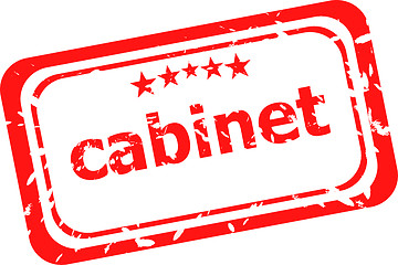 Image showing cabinet on red rubber stamp over a white background