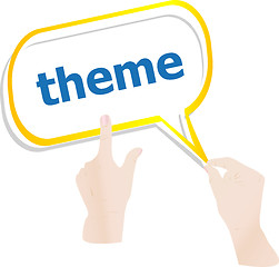 Image showing hands push word theme on speech bubbles