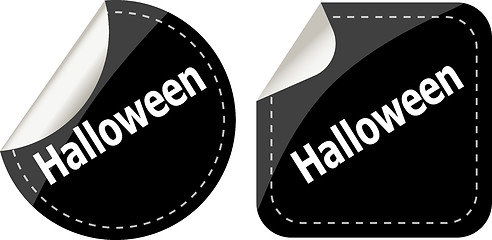 Image showing Happy Halloween round stickers set