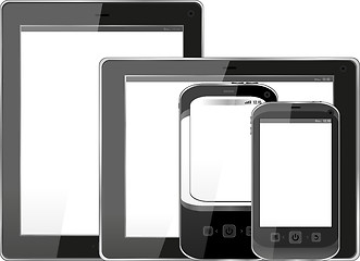 Image showing Blank mobile smart phone and digital tablet pc set