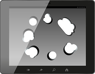 Image showing Cloud-computing connection on the digital tablet pc. Isolated on white