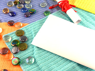 Image showing white paper and stones, invitation card