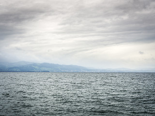 Image showing Lake Bodensee with dark clouds