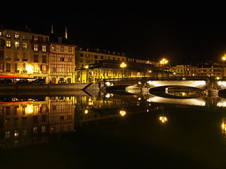 Image showing Bayonne, Nive riverside at night, France