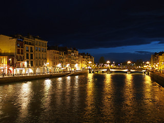 Image showing Bayonne, october 2013, Nive riverside at night, France