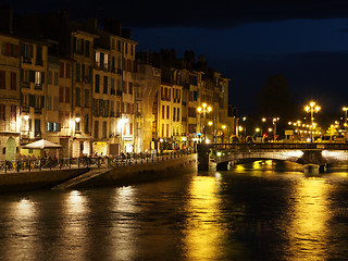 Image showing Bayonne, october 2013, Nive riverside at night, France