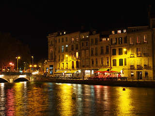 Image showing Bayonne, october 2013, Nive riverside at night, France