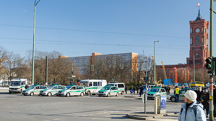 Image showing Police cordon on the way opposition demonstration