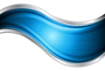 Image showing Bright blue and silver vector waves