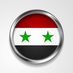 Image showing Vector button with stylish metallic frame. Syrian flag