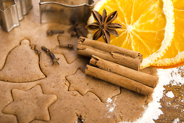 Image showing Baking ingredients for Christmas gingerbread 