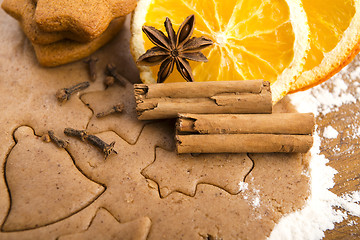 Image showing Baking ingredients for Christmas gingerbread 