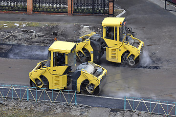 Image showing Special equipment on road repair. Skating rink.