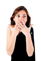 Image showing Pretty girl closing mouth