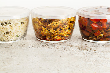 Image showing dinner meal in glass containers