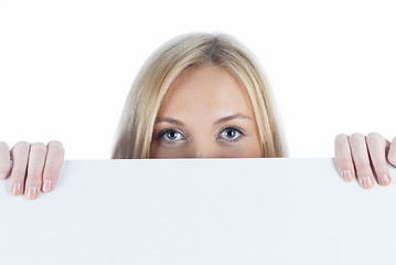 Image showing Woman beside whiteboard