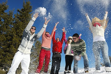 Image showing winter fun with young people group