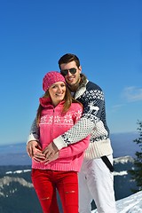 Image showing Young Couple In Winter  Snow Scene