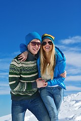 Image showing Young Couple In Winter  Snow Scene