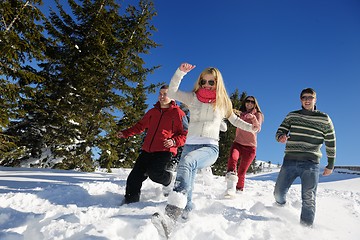 Image showing winter fun with young people group