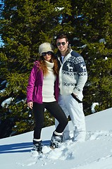 Image showing Young Couple In Winter  Snow Scene