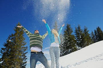 Image showing Young Couple In Winter  Snow Scene