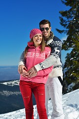 Image showing Young Couple In Winter  Snow Scene