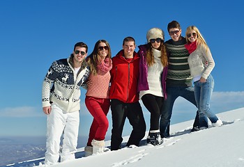 Image showing winter fun with young people group