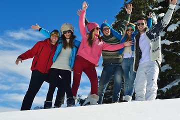 Image showing winter fun with young people group