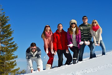 Image showing winter fun with young people group