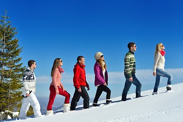 Image showing winter fun with young people group